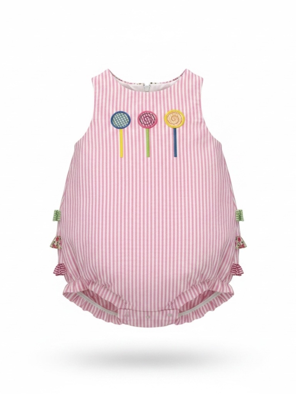Florence Eiseman - NWT - Seersucker Pink Striped Baby Romper